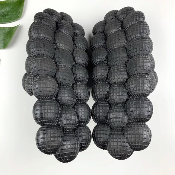 Massage Bubble Slides Black Slip On Sparkly Charms Flowers Butterfly Women's 10 - Picture 8 of 9